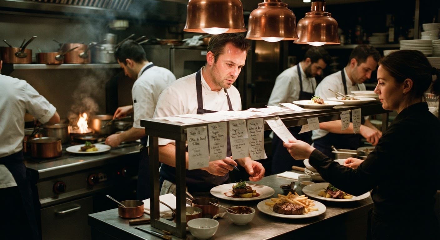 Cuisine française pendant le service